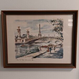 Vintage Paris, “France Paris, Le Pont Alexandre III.” By Arno Print Circa 1960's